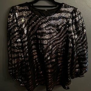NWT the limited black zebra sequin blouse | size large